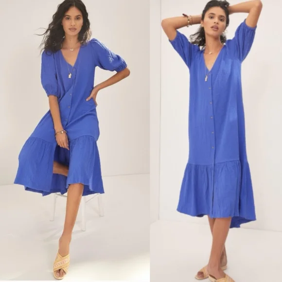 ANTHRO' MAEVE Blue Scarletta Dress - Picture 1 of 8